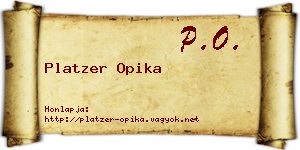 Platzer Opika névjegykártya